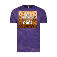 Cloud Purple life is better with dogs Vintage Tee - MaliasSmallBusiness