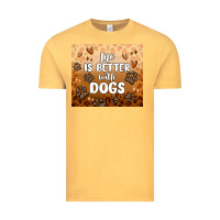 Vintage Mustard life is better with dogs Vintage Tee - MaliasSmallBusiness