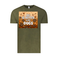 Vintage Olive life is better with dogs Vintage Tee - MaliasSmallBusiness