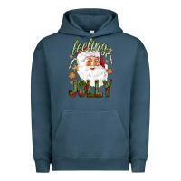 Pigment Midnight Navy Feeling Jolly with Santa Urban Hoodie - NancyCooperArtShop
