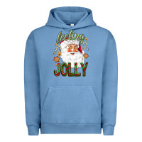 Pigment Pebble Blue Feeling Jolly with Santa Urban Hoodie - NancyCooperArtShop