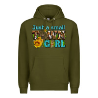 Army Green just a small town girl with sunflowers and money Premium Hoodie - AdoDesignShop