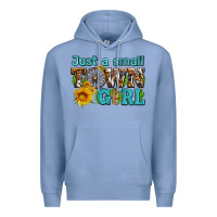 Colony Blue just a small town girl with sunflowers and money Premium Hoodie - AdoDesignShop
