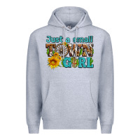 Heather Grey just a small town girl with sunflowers and money Premium Hoodie - AdoDesignShop
