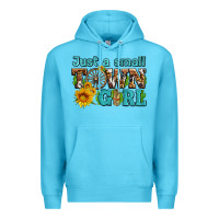 Ocean Blue just a small town girl with sunflowers and money Premium Hoodie - AdoDesignShop