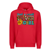 Red just a small town girl with sunflowers and money Premium Hoodie - AdoDesignShop