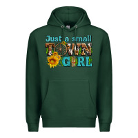 Sports Green just a small town girl with sunflowers and money Premium Hoodie - AdoDesignShop