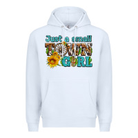 White just a small town girl with sunflowers and money Premium Hoodie - AdoDesignShop