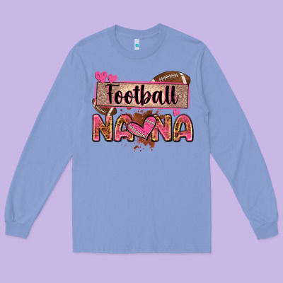Football Nana With Leopard Long Sleeve Tee Designed By Zillion Design Studio