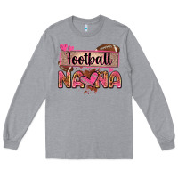 Heather Grey football nana with leopard Long Sleeve Tee - Zillion Design Studio