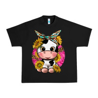 Cut Cow With Sunflower And Leopard  Pink Urban Heavy Tee | Teevron