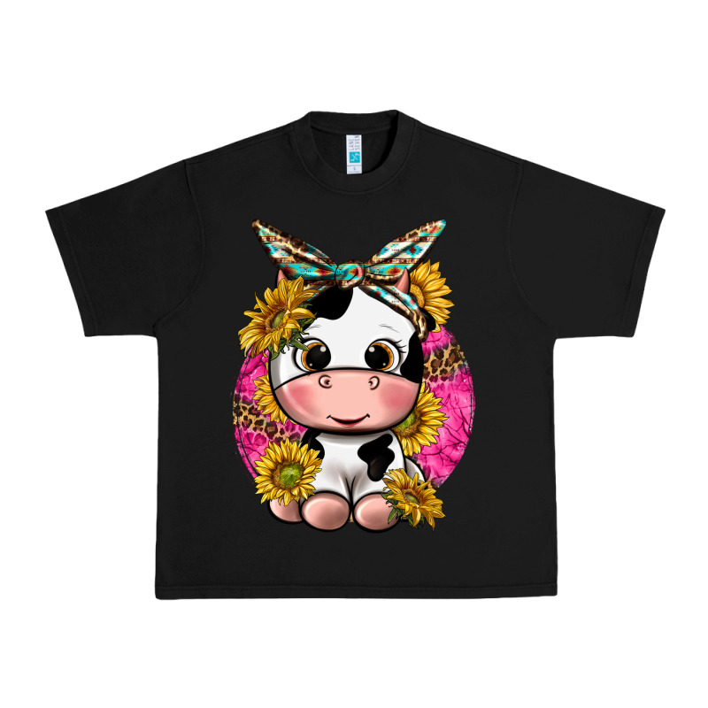 Cut Cow With Sunflower And Leopard  Pink Urban Heavy Tee by texasbilliewilder | Teevron