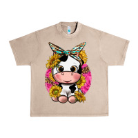 French Oak cut cow with sunflower and leopard  pink Urban Heavy Tee - texasbilliewilder