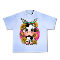 Grape Ice cut cow with sunflower and leopard  pink Urban Heavy Tee - texasbilliewilder