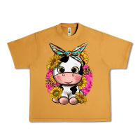 Peanut Butter cut cow with sunflower and leopard  pink Urban Heavy Tee - texasbilliewilder
