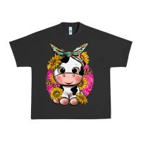 Pigment Black cut cow with sunflower and leopard  pink Urban Heavy Tee - texasbilliewilder