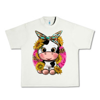 Pistachio cut cow with sunflower and leopard  pink Urban Heavy Tee - texasbilliewilder