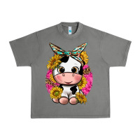 Tornado cut cow with sunflower and leopard  pink Urban Heavy Tee - texasbilliewilder