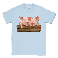 Dusty Blue barn pigs Classic Tee - RanaPortraitStore