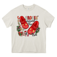 Cream christmas crocin around the tree Heavy Core Tee - CowhideDigitalArt