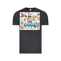 Vintage Black life is better with dogs Vintage Tee - MaliasSmallBusiness