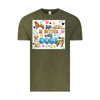 Vintage Olive life is better with dogs Vintage Tee - MaliasSmallBusiness