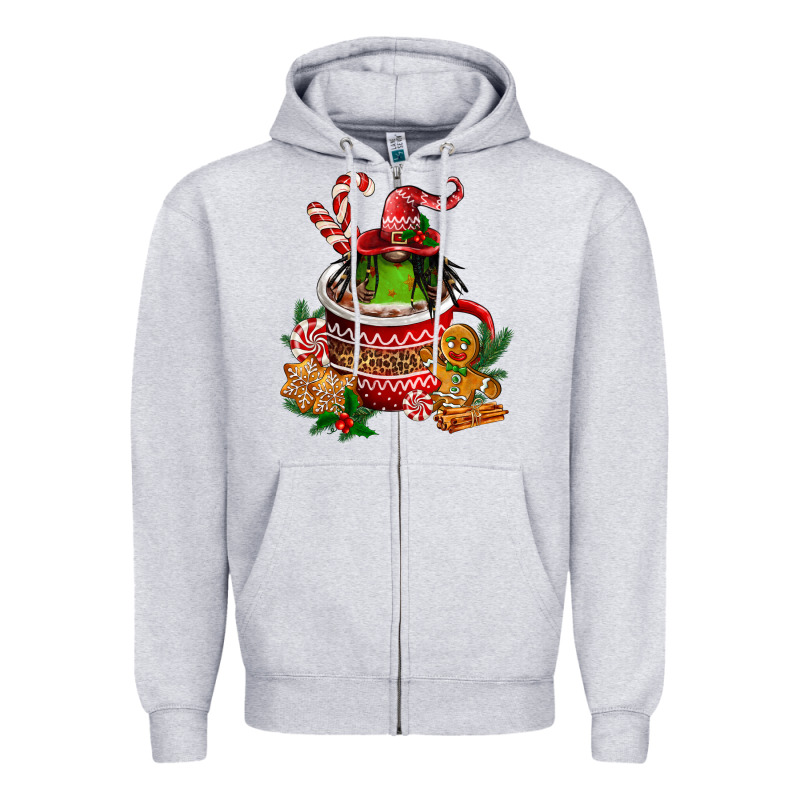 Christmas Coffee Afro Gnome Zipper Hoodie by FaDigitalArtStudio | Teevron