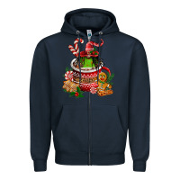 Navy christmas coffee afro gnome Zipper Hoodie - FaDigitalArtStudio