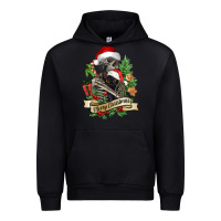 Black Merry Christmas skeleton with black cat Urban Hoodie - NancyCooperArtShop