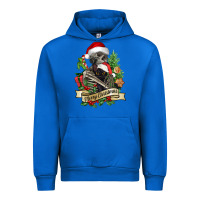 Cobalt Merry Christmas skeleton with black cat Urban Hoodie - NancyCooperArtShop