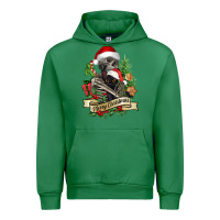 Emerald Merry Christmas skeleton with black cat Urban Hoodie - NancyCooperArtShop