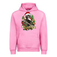 Fuchsia Pink Merry Christmas skeleton with black cat Urban Hoodie - NancyCooperArtShop