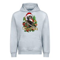 Heather Grey Merry Christmas skeleton with black cat Urban Hoodie - NancyCooperArtShop