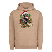 Pigment Burro Merry Christmas skeleton with black cat Urban Hoodie - NancyCooperArtShop