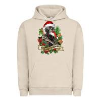 Pigment French Oak Merry Christmas skeleton with black cat Urban Hoodie - NancyCooperArtShop