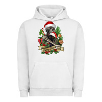 Pigment Lunar Rock Merry Christmas skeleton with black cat Urban Hoodie - NancyCooperArtShop