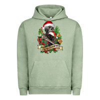Pigment Oil Green Merry Christmas skeleton with black cat Urban Hoodie - NancyCooperArtShop