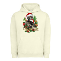 Pigment Pistachio Merry Christmas skeleton with black cat Urban Hoodie - NancyCooperArtShop