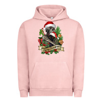 Pigment Salmon Merry Christmas skeleton with black cat Urban Hoodie - NancyCooperArtShop