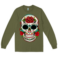 Army Green mexican day of the dead Long Sleeve Tee - texasbilliewilder