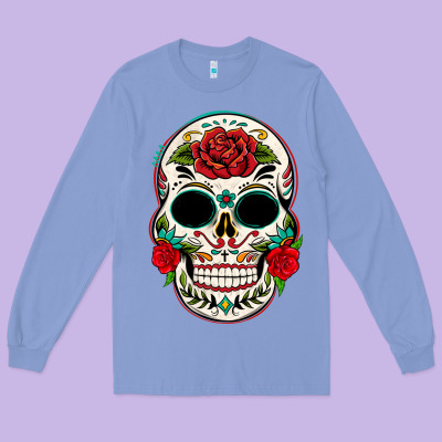Mexican Day Of The Dead Long Sleeve Tee Designed By Texasbilliewilder