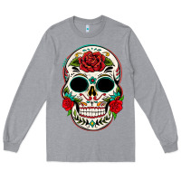 Heather Grey mexican day of the dead Long Sleeve Tee - texasbilliewilder