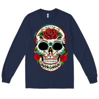 Navy mexican day of the dead Long Sleeve Tee - texasbilliewilder