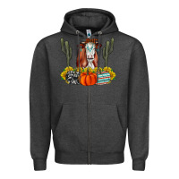 Charcoal Heather Fall Cow Zipper Hoodie - CowhideDigitalArt