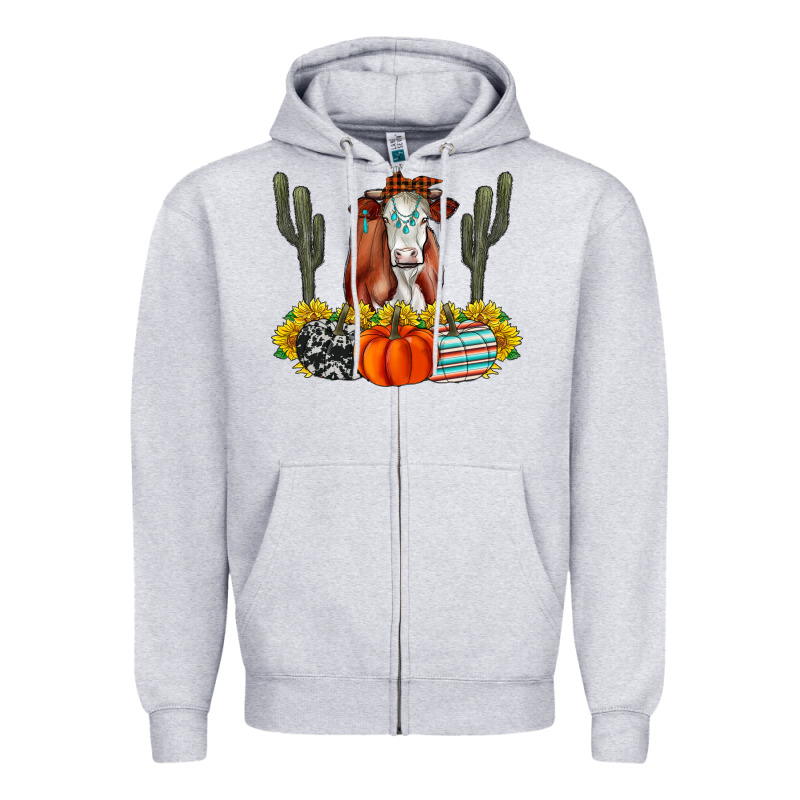 Fall Cow Zipper Hoodie by CowhideDigitalArt | Teevron