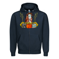 Navy Fall Cow Zipper Hoodie - CowhideDigitalArt