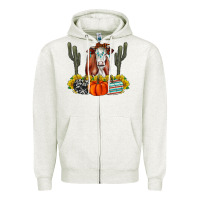 Oatmeal Heather Fall Cow Zipper Hoodie - CowhideDigitalArt