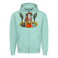 Seafoam Fall Cow Zipper Hoodie - CowhideDigitalArt