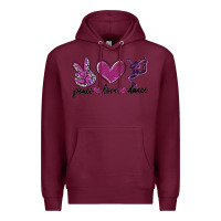 Burgundy peace love dance Premium Hoodie - MaliasSmallBusiness