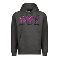 Charcoal Heather peace love dance Premium Hoodie - MaliasSmallBusiness